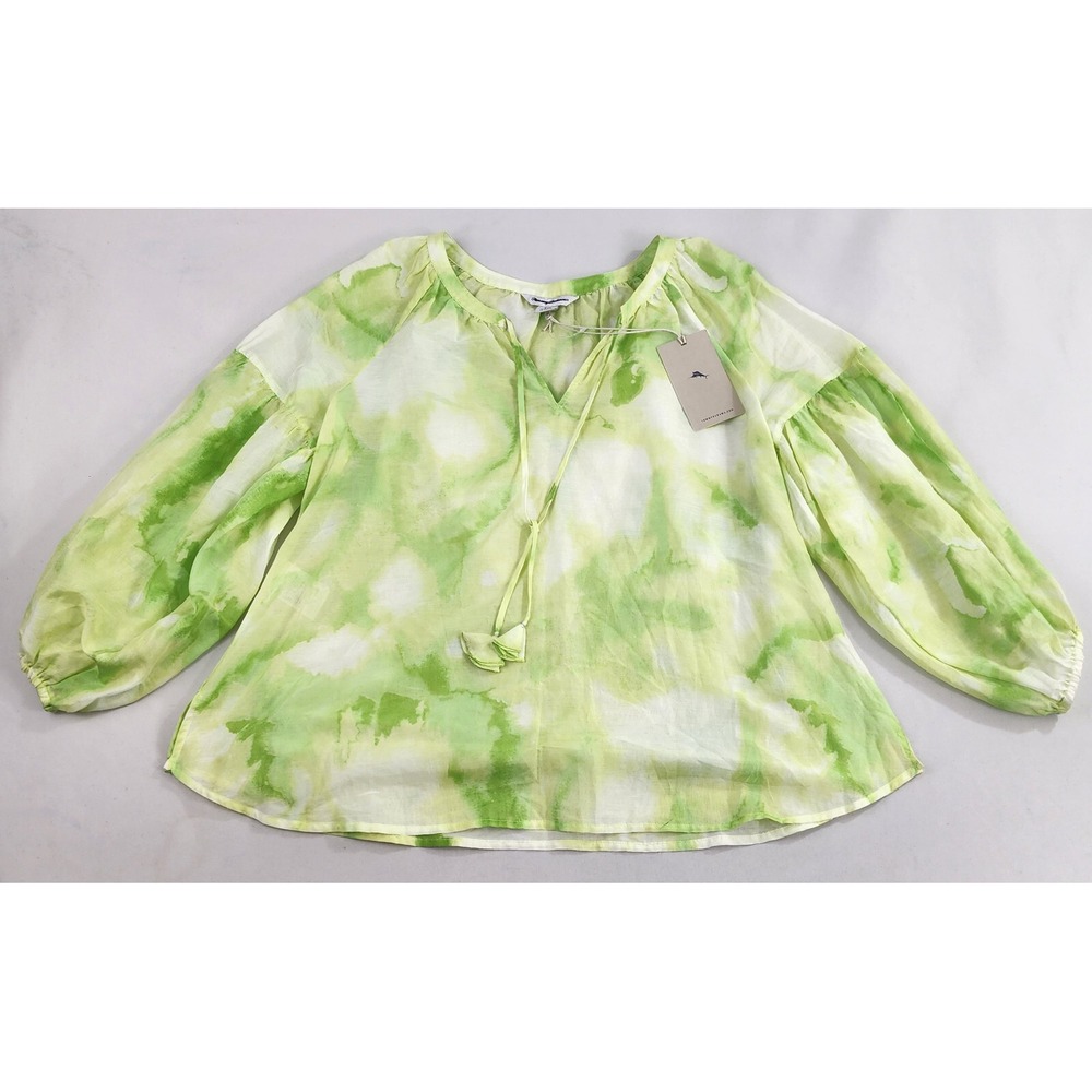 Tommy Bahama top shirt womens S Small green cotton silk 231-SW321242 $98 ladies